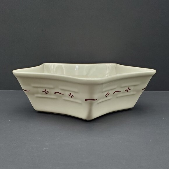 Longaberger Woven Traditions Red Star Shaped Bowl Paprika Casserole Serving Dish - Picture 2 of 7
